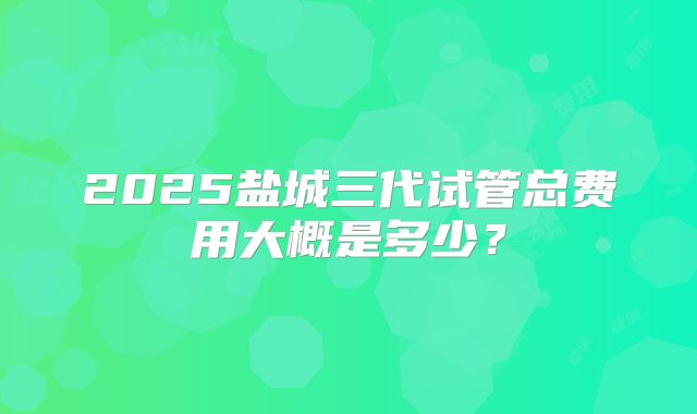 2025盐城三代试管总费用大概是多少？