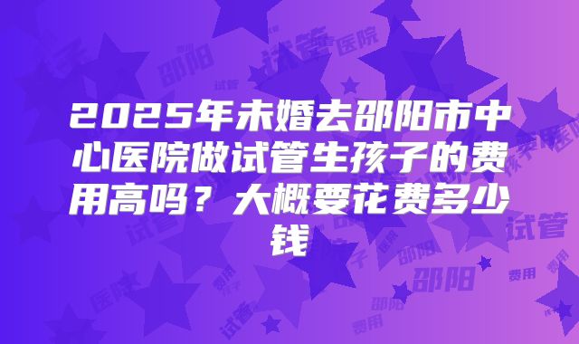 2025年未婚去邵阳市中心医院做试管生孩子的费用高吗？大概要花费多少钱