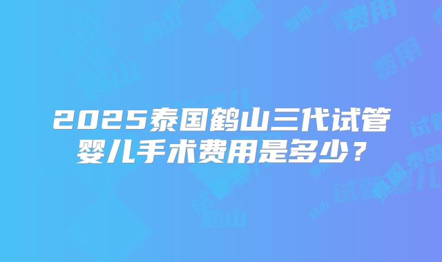 2025泰国鹤山三代试管婴儿手术费用是多少?
