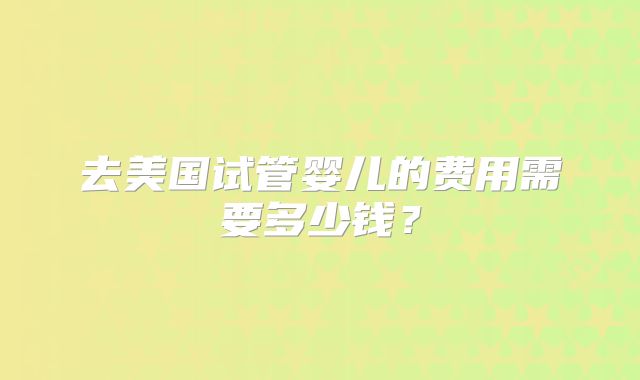 去美国试管婴儿的费用需要多少钱？