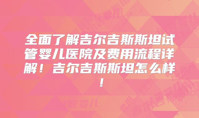 全面了解吉尔吉斯斯坦试管婴儿医院及费用流程详解！吉尔吉斯斯坦怎么样！