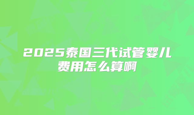 2025泰国三代试管婴儿费用怎么算啊