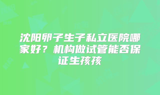 沈阳卵子生子私立医院哪家好？机构做试管能否保证生孩孩