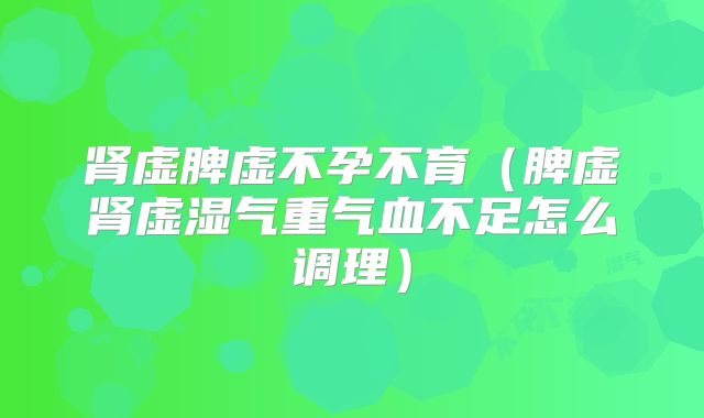 肾虚脾虚不孕不育（脾虚肾虚湿气重气血不足怎么调理）