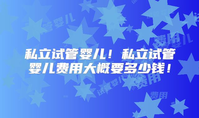私立试管婴儿！私立试管婴儿费用大概要多少钱！