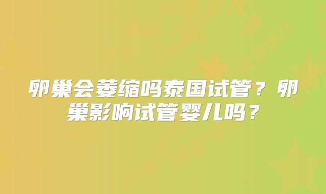 卵巢会萎缩吗泰国试管?卵巢影响试管婴儿吗?