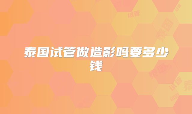 泰国试管做造影吗要多少钱