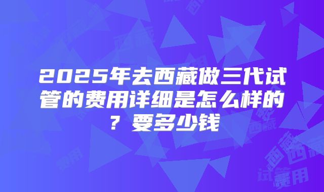 2025年去西藏做三代试管的费用详细是怎么样的?要多少钱