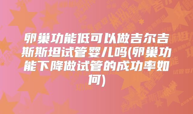卵巢功能低可以做吉尔吉斯斯坦试管婴儿吗(卵巢功能下降做试管的成功率如何)