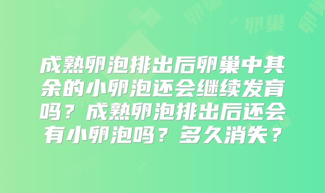 成熟卵泡排出后卵巢中其余的小卵泡还会继续发育吗?成熟卵泡排出后还会有小卵泡吗?多久消失?