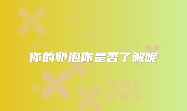 你的卵泡你是否了解呢