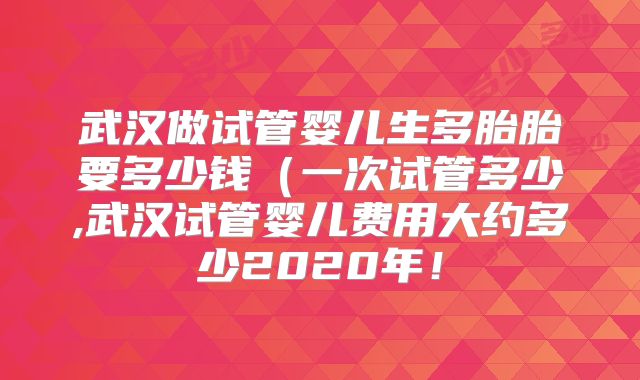 武汉做试管婴儿生多胎胎要多少钱(一次试管多少,武汉试管婴儿费用大约多少2020年!