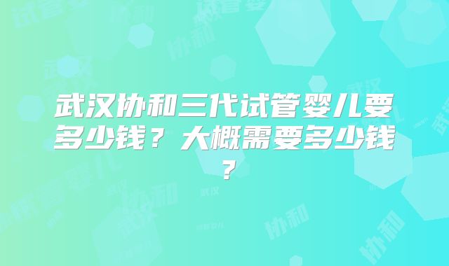 武汉协和三代试管婴儿要多少钱？大概需要多少钱？