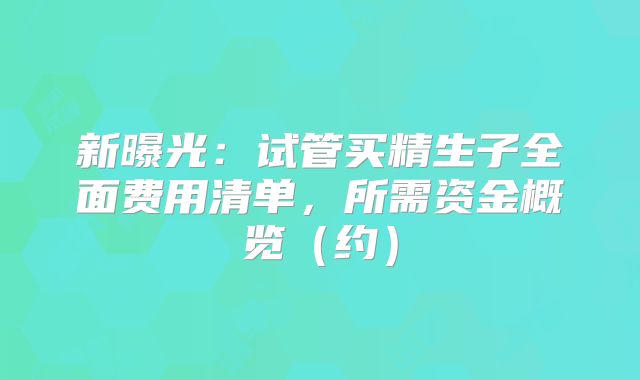 新曝光:试管买精生子全面费用清单,所需资金概览(约)