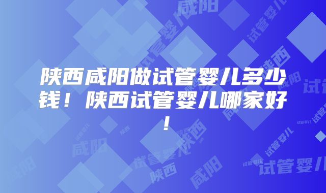 陕西咸阳做试管婴儿多少钱！陕西试管婴儿哪家好！