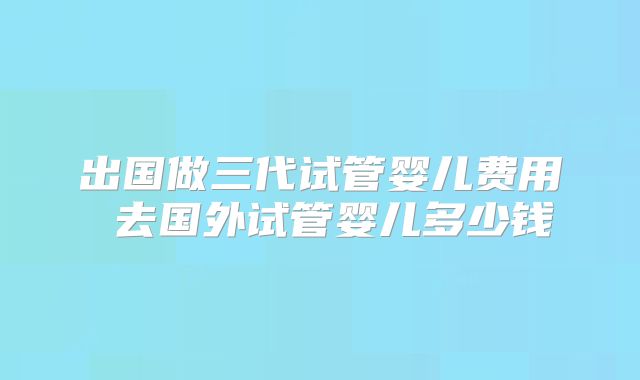 出国做三代试管婴儿费用 去国外试管婴儿多少钱