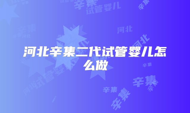 河北辛集二代试管婴儿怎么做