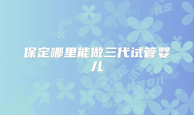 保定哪里能做三代试管婴儿