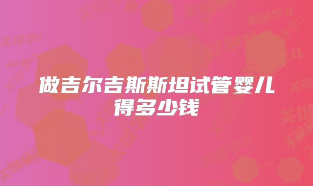 做吉尔吉斯斯坦试管婴儿得多少钱