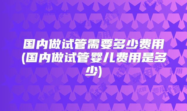 国内做试管需要多少费用(国内做试管婴儿费用是多少)