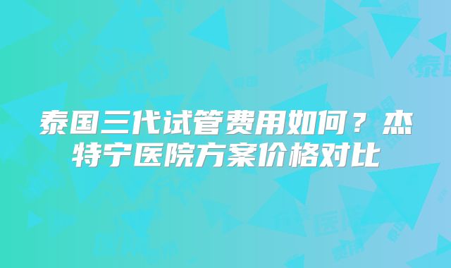 泰国三代试管费用如何？杰特宁医院方案价格对比