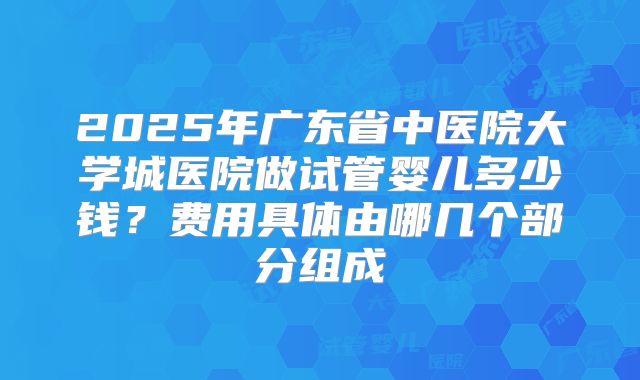 2025年广东省中医院大学城医院做试管婴儿多少钱？费用具体由哪几个部分组成