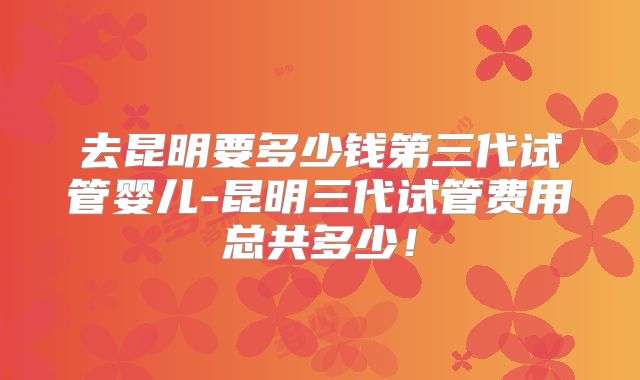 去昆明要多少钱第三代试管婴儿-昆明三代试管费用总共多少！