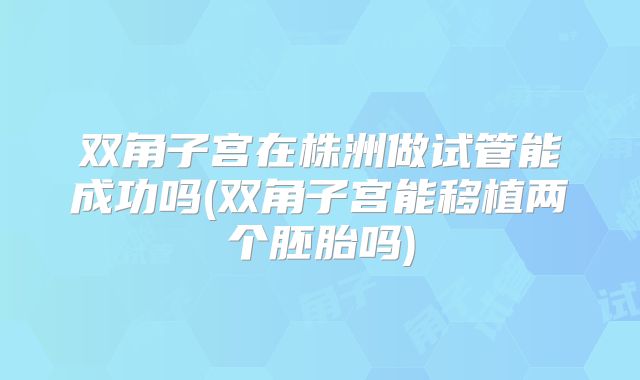 双角子宫在株洲做试管能成功吗(双角子宫能移植两个胚胎吗)