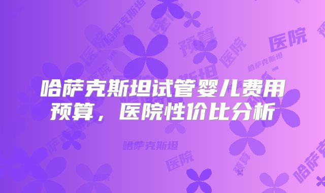 哈萨克斯坦试管婴儿费用预算，医院性价比分析