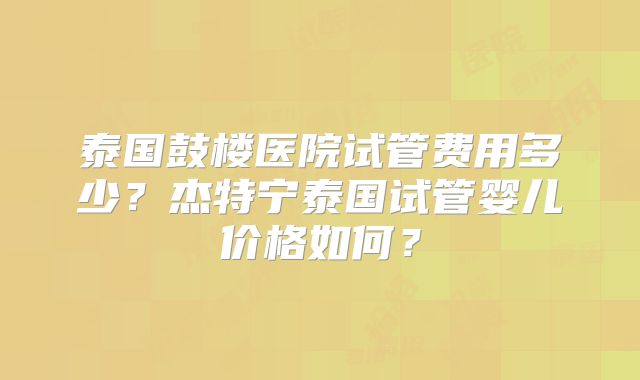 泰国鼓楼医院试管费用多少?杰特宁泰国试管婴儿价格如何?