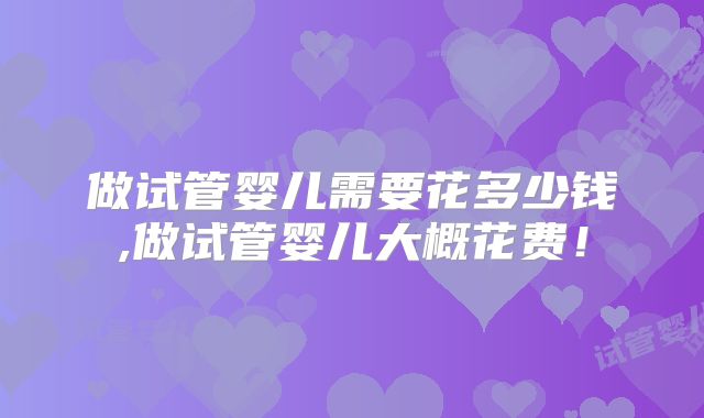 做试管婴儿需要花多少钱,做试管婴儿大概花费!