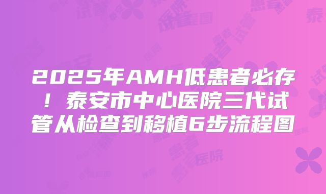 2025年AMH低患者必存！泰安市中心医院三代试管从检查到移植6步流程图