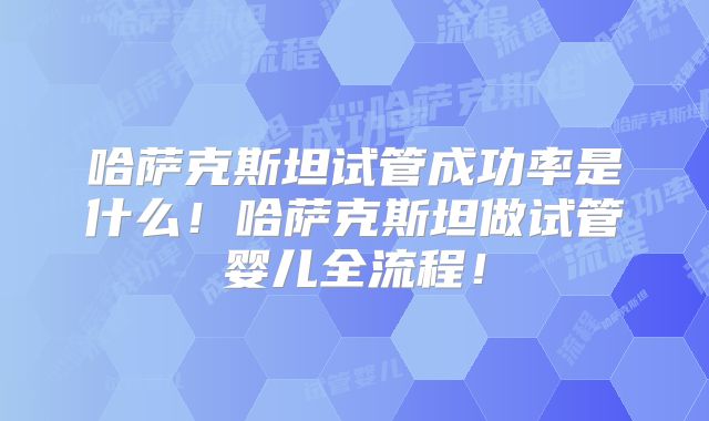 哈萨克斯坦试管成功率是什么！哈萨克斯坦做试管婴儿全流程！