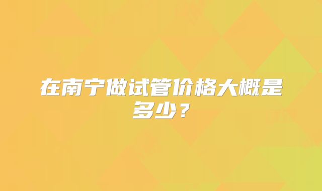 在南宁做试管价格大概是多少？