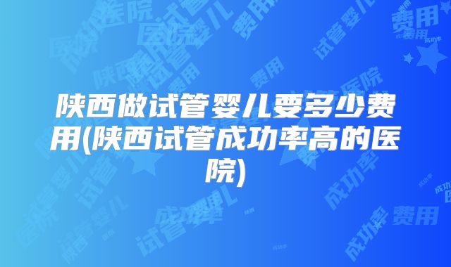 陕西做试管婴儿要多少费用(陕西试管成功率高的医院)