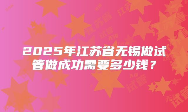 2025年江苏省无锡做试管做成功需要多少钱？