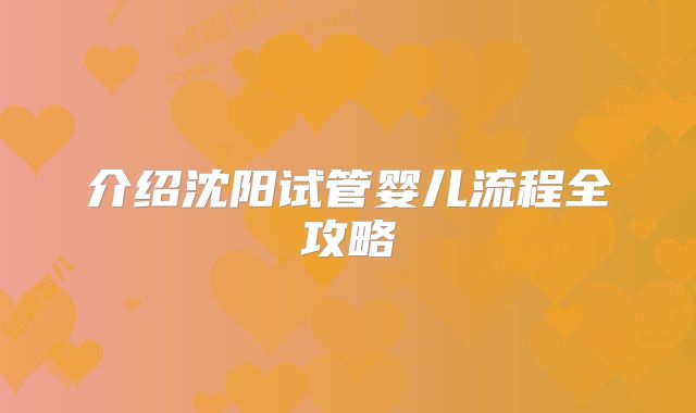 介绍沈阳试管婴儿流程全攻略