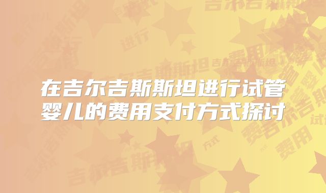 在吉尔吉斯斯坦进行试管婴儿的费用支付方式探讨