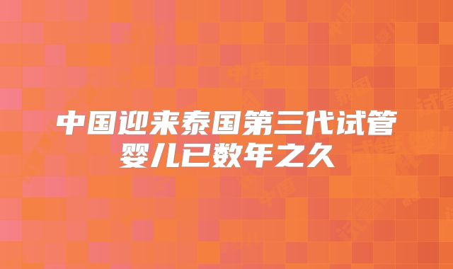 中国迎来泰国第三代试管婴儿已数年之久