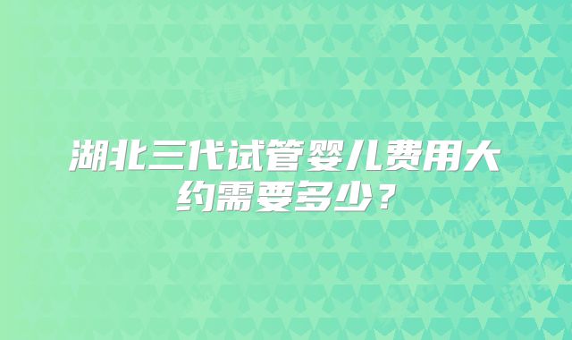 湖北三代试管婴儿费用大约需要多少？