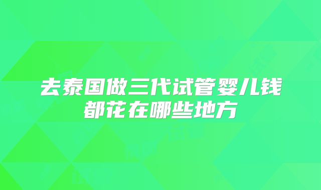 去泰国做三代试管婴儿钱都花在哪些地方