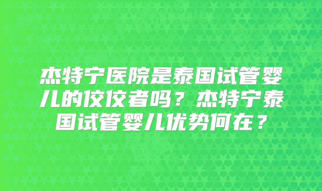 杰特宁医院是泰国试管婴儿的佼佼者吗?杰特宁泰国试管婴儿优势何在?