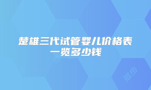 楚雄三代试管婴儿价格表一览多少钱