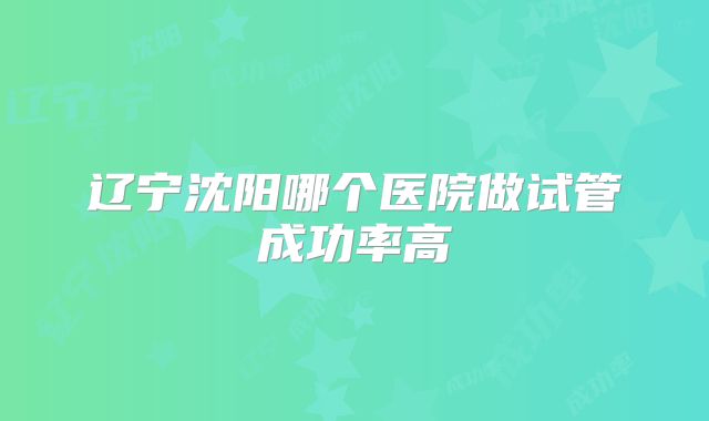 辽宁沈阳哪个医院做试管成功率高