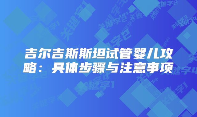 吉尔吉斯斯坦试管婴儿攻略：具体步骤与注意事项