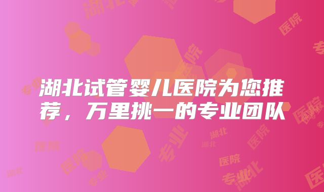 湖北试管婴儿医院为您推荐，万里挑一的专业团队
