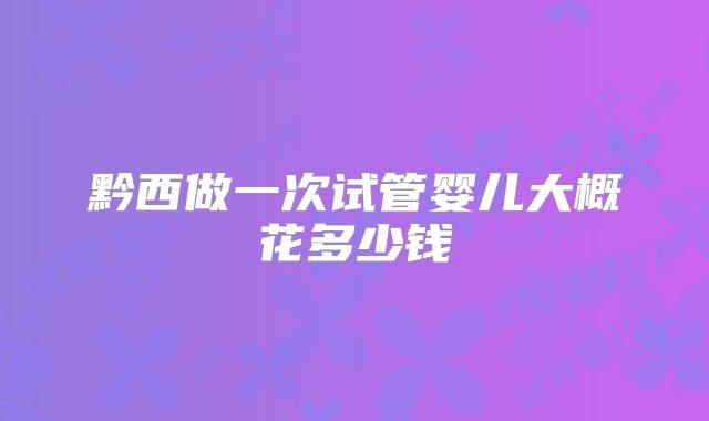 黔西做一次试管婴儿大概花多少钱