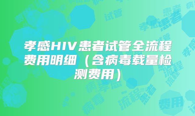 孝感HIV患者试管全流程费用明细（含病毒载量检测费用）