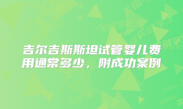 吉尔吉斯斯坦试管婴儿费用通常多少,附成功案例