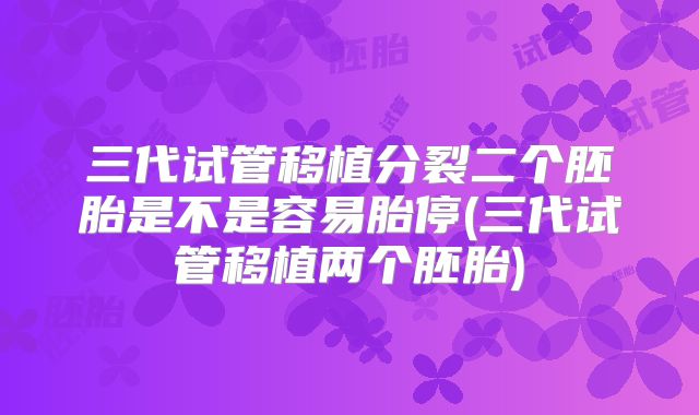 三代试管移植分裂二个胚胎是不是容易胎停(三代试管移植两个胚胎)